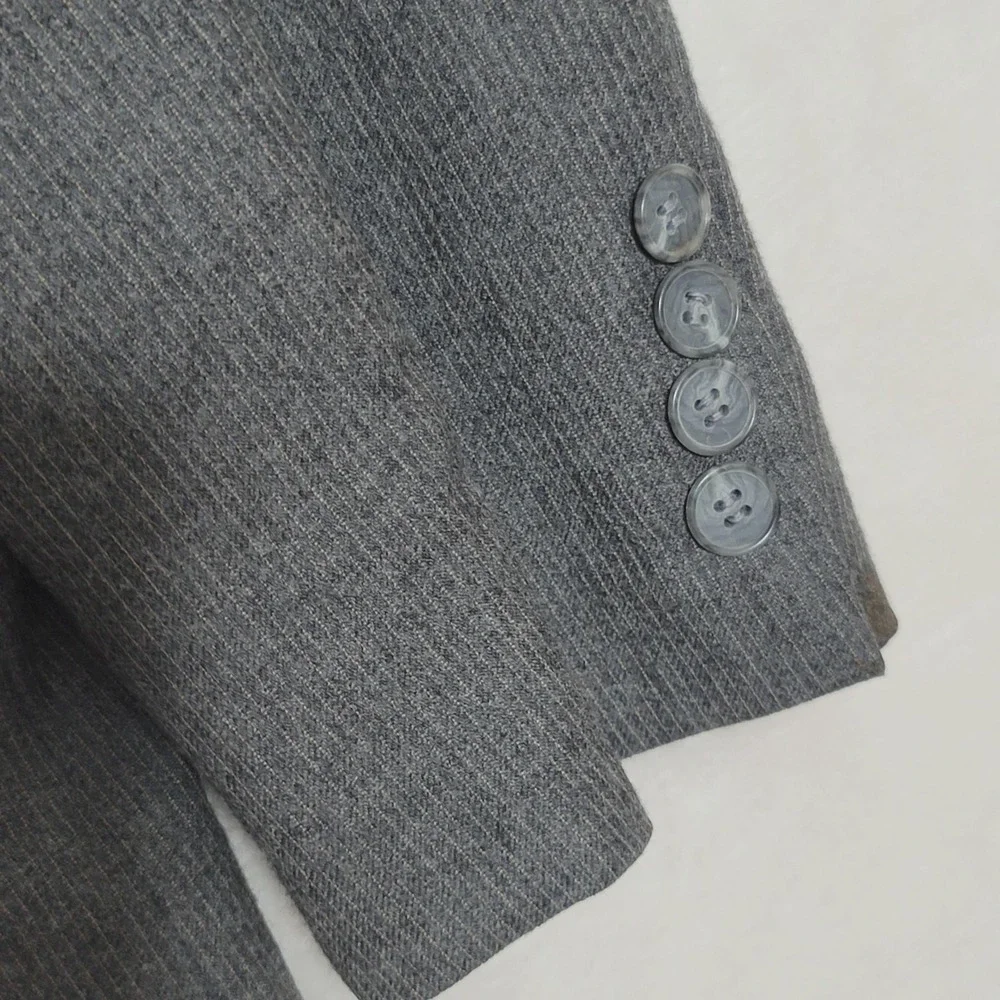 Yves Saint Laurent Blazer Mens Large Gray Pinstripe Wool Made in France Jacket